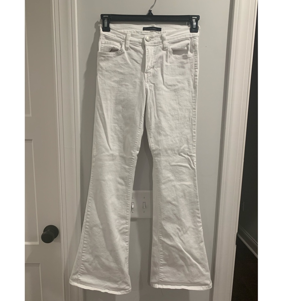 White mid rise flair jeans
